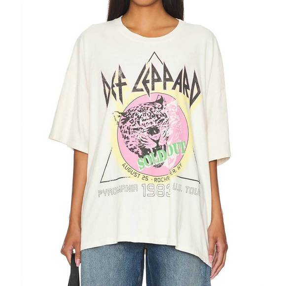 NEW DAYDREAMER def leppard sold out 1983 tee in dirty white - Picture 1 of 4